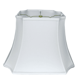 Inverted Cut Corner Rectangle Softback Lampshade With Washer Fitter, Snow Color Natural Fabric Lampshade For Table Lamps, 9  Top X 18  Bottom X 13 Hei