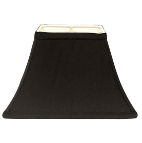 Rectangle Bell Hardback Lampshade With Washer Fitter, Black Natural Fabric Lampshade With White Lining For Table Lamps, 5x8 Top X 10x16 Bottom X 11 He