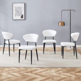 White Minimalist Ergonomic Dining Chair, With A Curved Backrest For Comfortable Design,Unlocking A Comfortable And Minimalist New Sitting Posture. A P