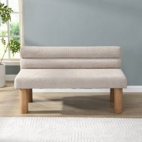 Upholstered Dining Bench, End Of Bed, Entryway Bench, Boucle Ottoman For Dining Room, Bedroom, Living Room, Rubber Wood Leg 330 LBS Support, Light Gre (Option: Light Gray)