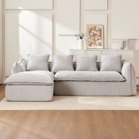 VIDEO provided Sofa Deep Seat Sofa 3 Seater for Living Room Oversized Comfy Sofa L-Shape Sofa Couch with Chaise Home Furniture Sleeper Sectional (Color: As Pic)