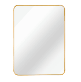 22x30 Inch Silver Metal Framed Rectangular Bathrrom Mirror For Wall. (Color: Black)